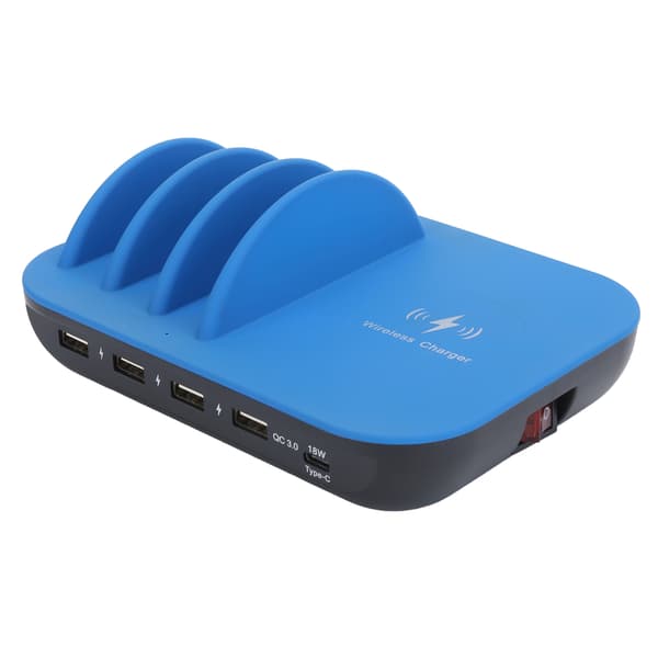 STW‑8128 Multi‑Port Multifunktionel Ladestation Bærbar Oplader til IOS/Huawei/Xiaomi/Samsung UK-stik (100‑240V)