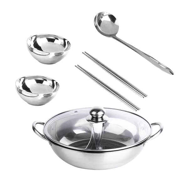 Dobbeltsidet Hot Pot Mandarin Duck Pot til Hjemmekøkken Madlavning Camping 28cm