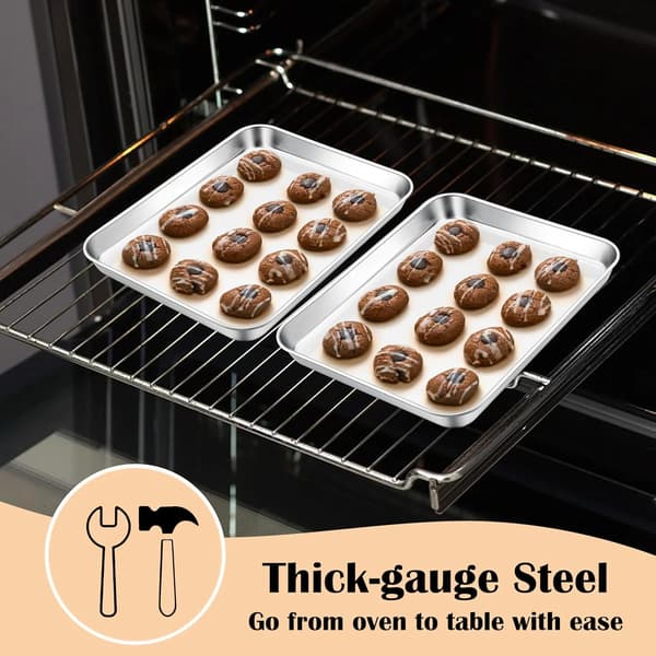 Rostfria brödrostugnsplåtar, 2-pack små giftfria bakplåtar för kakbakning, diskmaskinssäkra 9.4\"x7.3\" 9.4"x7.3"