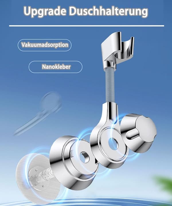 Borrfri dusjhodeholder, 360 graders roterende dusjhodeholder, robust og holdbar ABS hånddusjholder, dusjholder