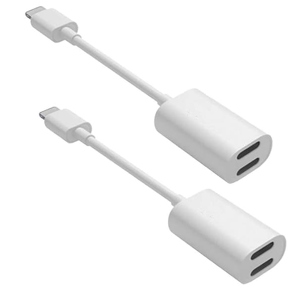 2-delt splitteradapter hodetelefonlyd og ladekabel for iPhone 7 8 Plus