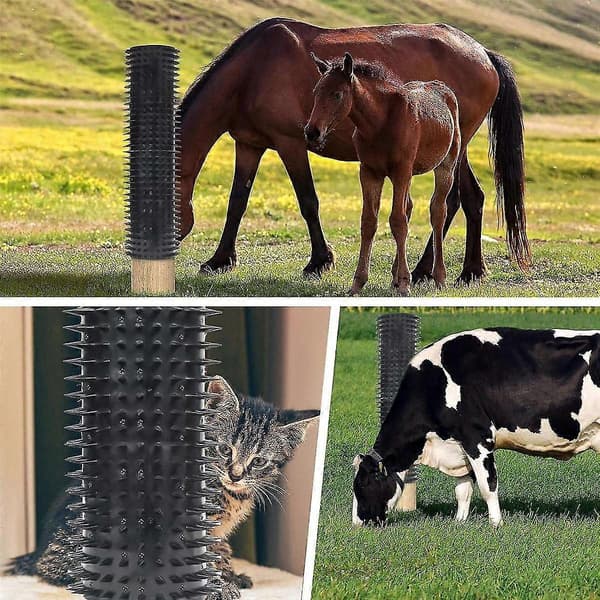 Massage Brush Set for Horses and Cattle, Cow Brush, Horse Scraper, Scratching Post for Cows, Livestock Post (2-Pack)