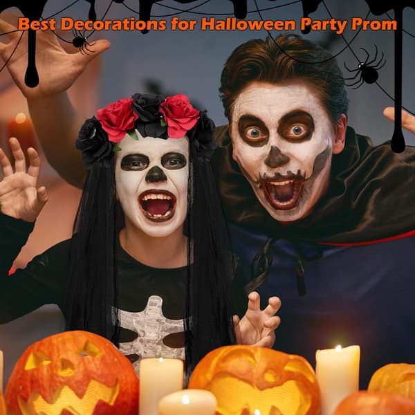 1 stk (svart+rød) Dia de los Muertos pannebånd, gotisk hodeplagg til Halloween