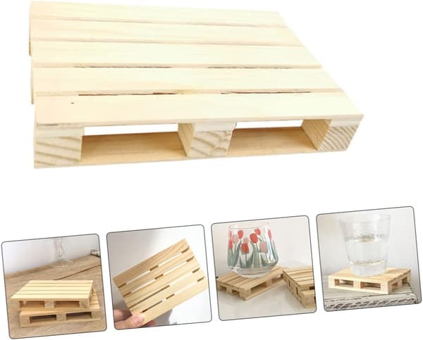 2 stk. treunderlegg, multifunksjonell koppholder, sklisikker design for kaffematte, tekannebase og vannkokerholder