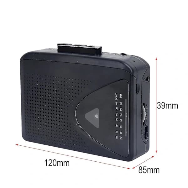 Cassette Player Walkman Portable Cassette Player Speaker Multiple Power Sources AMFM Radio Black
