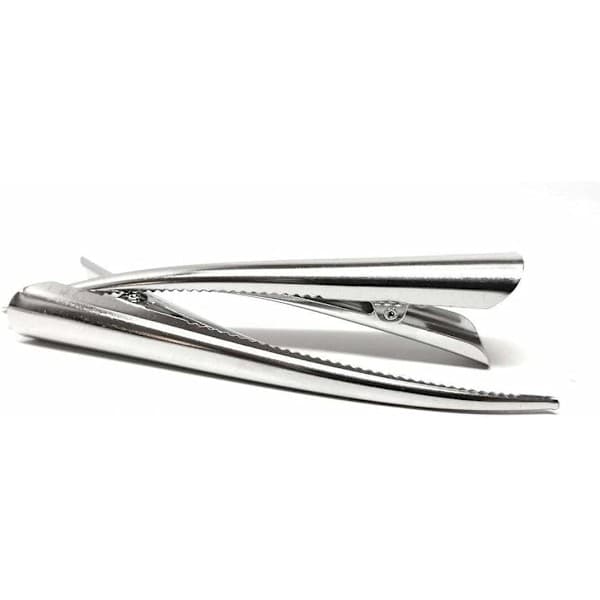 Solid Color Hair Clips Duckbill Clip Large for Styling and Sectioning (Silver - 6 pcs) Silver Silver Silver