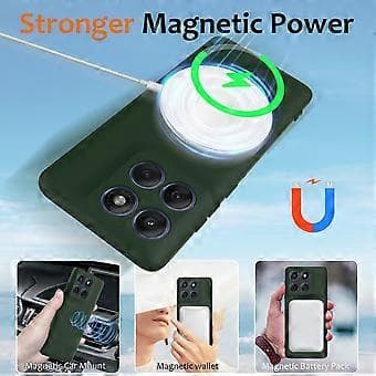Case for Motorola Edge 60 Pro 5G Compatible with MagSafe Anti-Drop Liquid Silicone Phone Case Dark Green