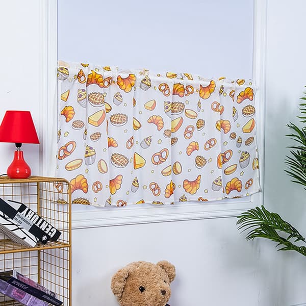 Cartoon Printed Bread Pattern Curtain Short Curtain for Bedroom Kitchen Cabinet Decoration