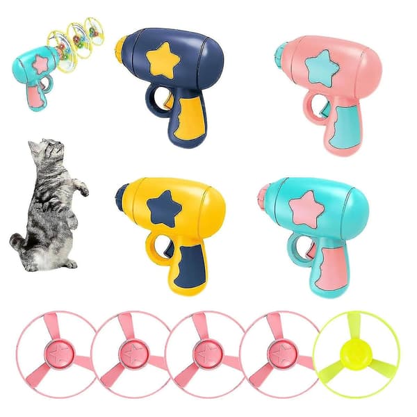 Interactive Cat Toy with Flying Helicopter and Sport Disc Shooter - Pink