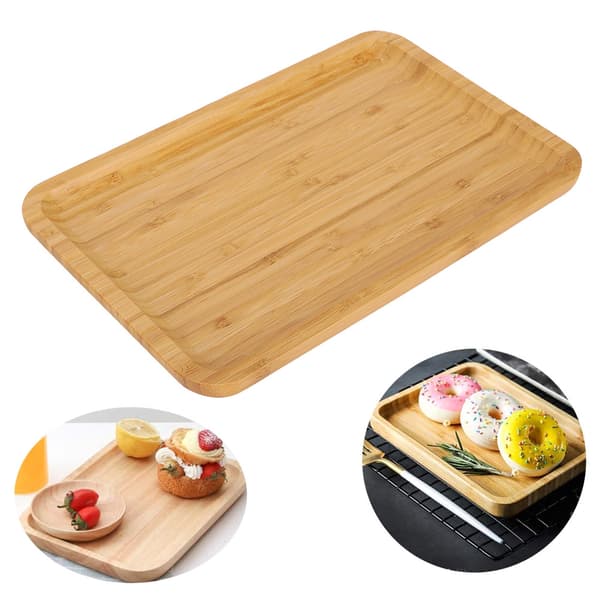 Rectangular Bamboo Serving Tray for Household Use, Storage Plate for Food, Fruit and Cakes, Durable and Eco-Friendly