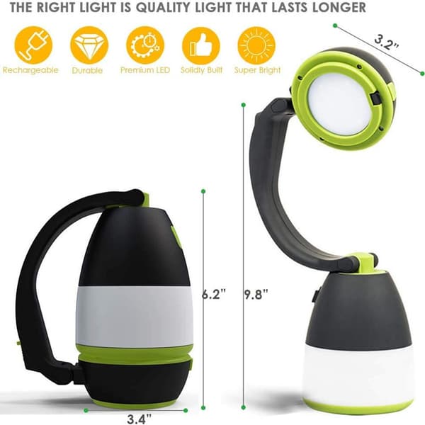 Multifunksjonell LED USB-oppladbar campinglampe/lykt utendørs Hi