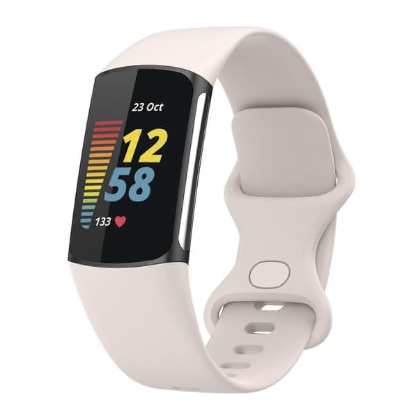 Til Fitbit Charge 6 / 5 xDfind Silikon Armbånd [DB] Moon White L Moon White L