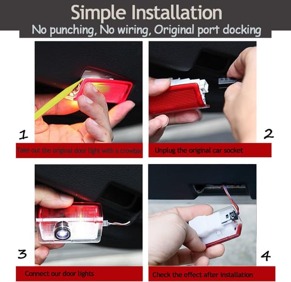 4 pcs LED Car Door Logo Projector Lights HD Welcome Lighting for Mercedes Benz A B C E M G AMG GL GLA GLC GLE GLS Class