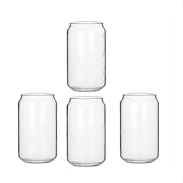 4-pack burkformade dricksglas, klara borosilikatglas för öl, juice, mjölk och desserter, 400 ml