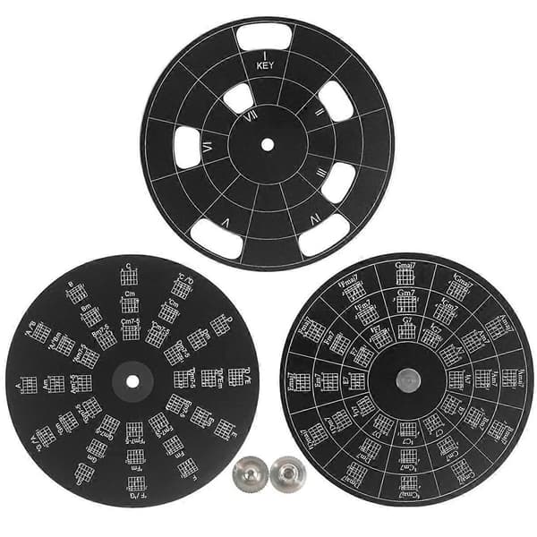 Guitar Chord Wheel, Melody Tool with Base for Learning Guitar Chord Progression Transpose Fingering