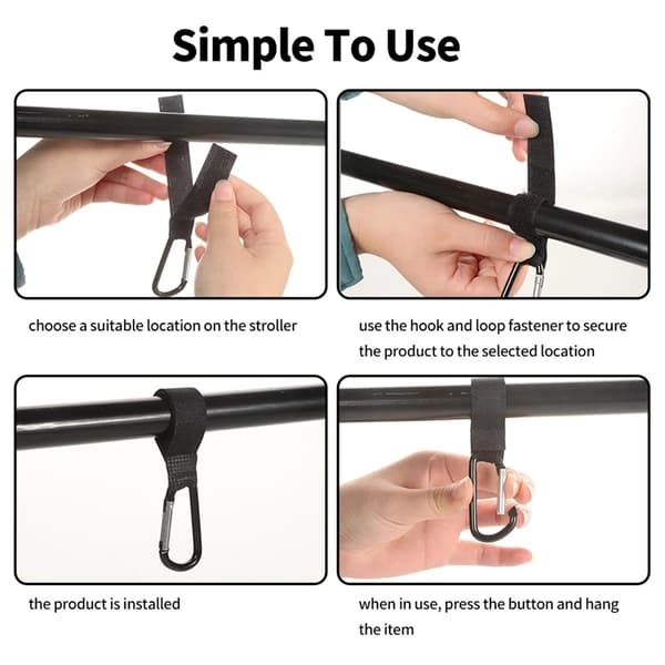 Stroller Hook Clip Aluminum Alloy Carabiner Stroller Organizer Diaper Bag Shopping Stroller Hook Hanger Stroller Accessories