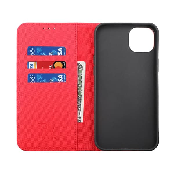 iPhone 14 Plånboksfodral Extra Kortplats Rvelon - Röd Röd röd Röd red