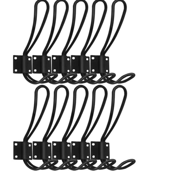 Double Larger Retro Wall Mounted Coat Rack Black Double Hook Hook