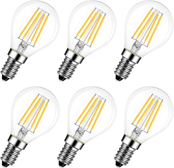 Edison LED-lampor, 4W, E14, G45 skruv, 6-pack, ej dimbara, 470 lumen, varmvitt ljus 3000K