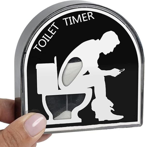 5 minuters toalett-timglas, sandklocka med rolig print