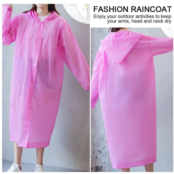 Gjenbrukbare ponchoer for voksne 2-pakning hette med snøring ponchoer roserød KLB