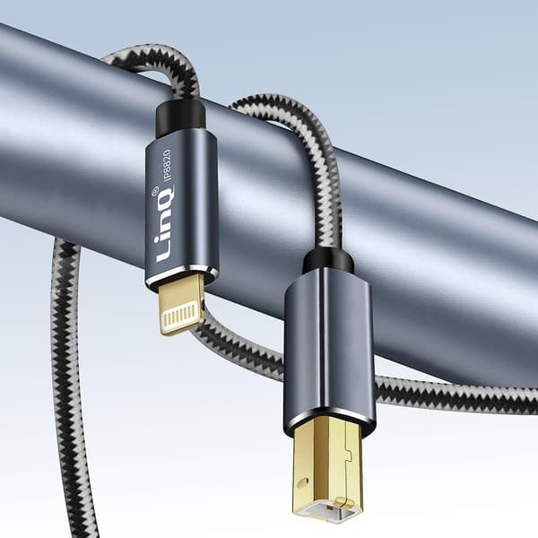 Printerkabel iPad og iPhone USB-B Flettet Nylon LinQ 1.5m