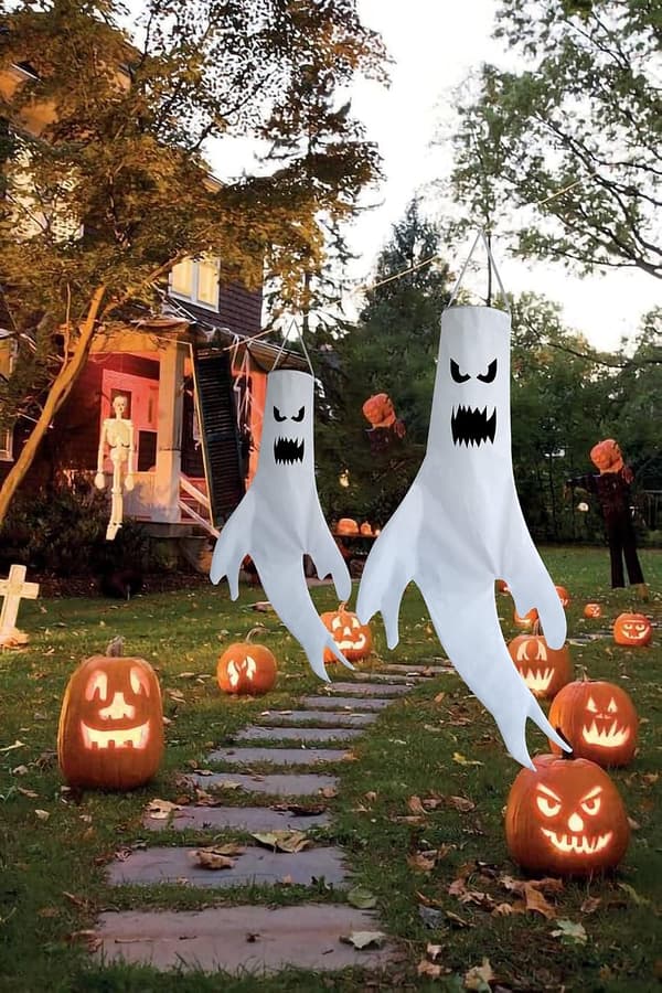 Halloween-dekorasjoner Spøkelsesvindstrømper Hengende Dekor for Hjem Ind