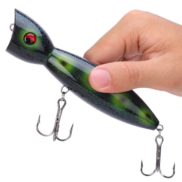 Portable PC Simulation Artificial Popper Lure Fishing Accessories Treble Hooks (Dark Green Spots)