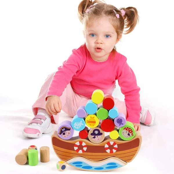 Pirat Träbalansspel Staplingsklossar Montessori