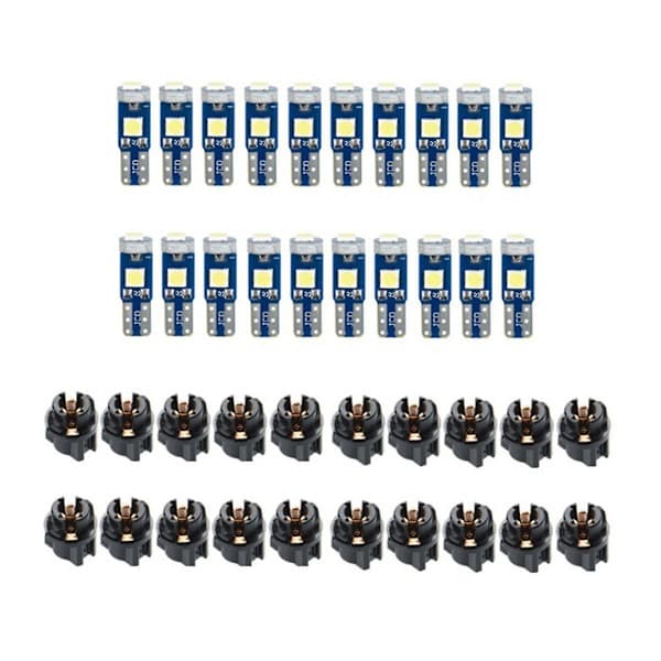 20 st T5 LED-lampor för bilinstrumentbräda, mätare, indikator, 3030-3smd lampbyte med vridning