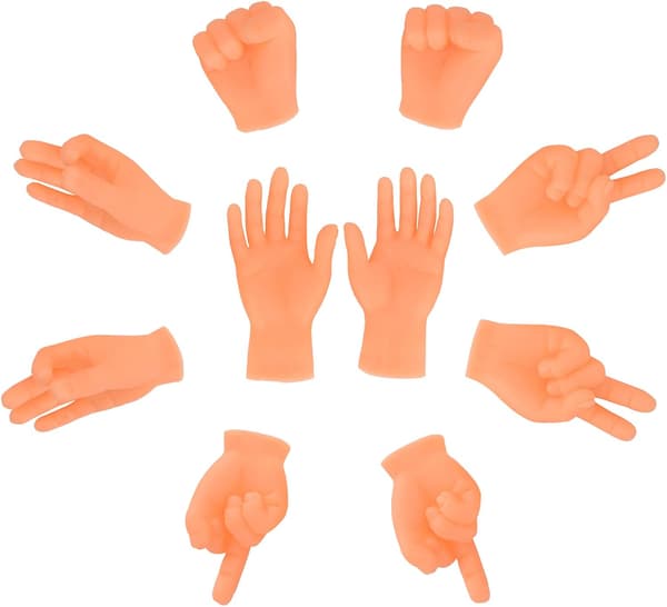 Small Hands for Fingers - 10 Pcs Cute Mini Hand Puppets, Premium Rubber A A