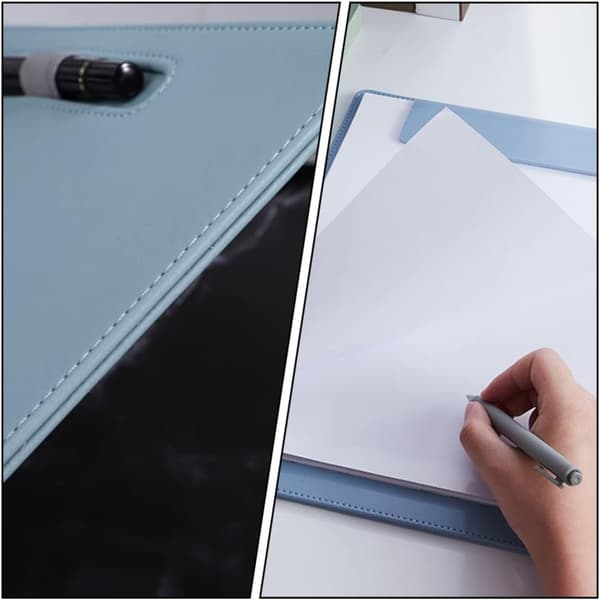 File Folder with Pen Holder A4 Office Folder Document Folder for Office Business School Laboratory Office Supplies (Sky Blue)