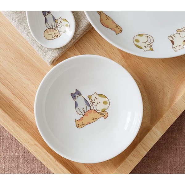 6 stk. keramiske katteforretsfade, sauce-dessertfade -
