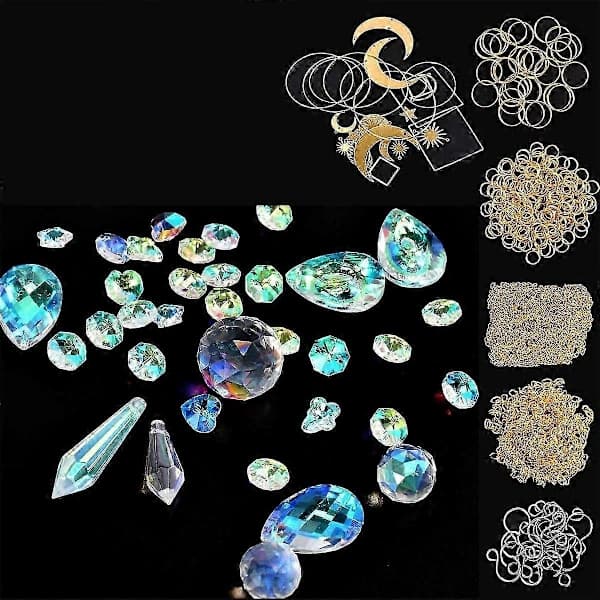 370 stk Krystall Solfanger Kit Hengende Lysekrone Krystall Prismer Deler Regnbuemaker Anheng DIY