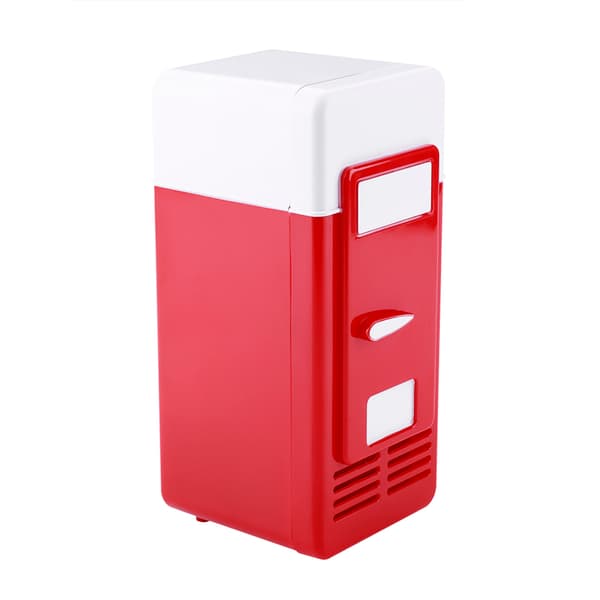 LED Mini USB Refrigerator Drinks Cans Cooler and Warmer Red