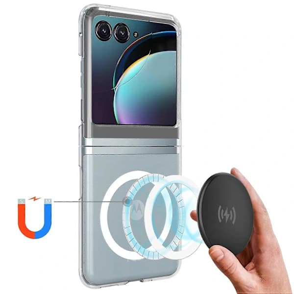 Magnetic Case for Motorola Razr 40 Ultra 5G, MagSafe Compatible, Transparent Acrylic Case