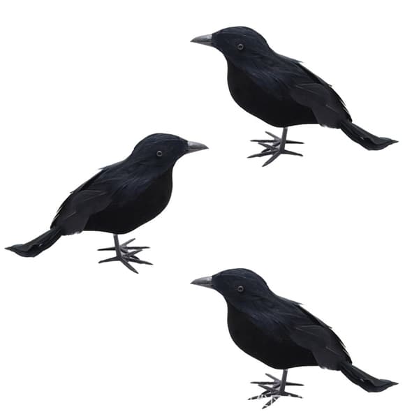 Halloween dekoration, sorte krager, 3 stykker