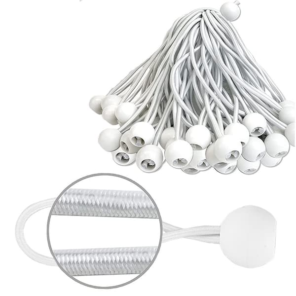 25-pack Ball Bungee Vit Högpresterande 6 Tum Väderbeständig 5m