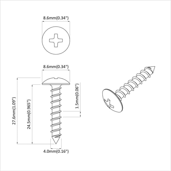 Self-tapping nail 12 pcs Black 4 x 25 mm Steel
