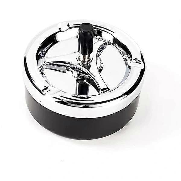 Rotating Windproof Ashtray Odor Reducing Easy to Clean for Table Bar Office Outdoor Black 9.5cm