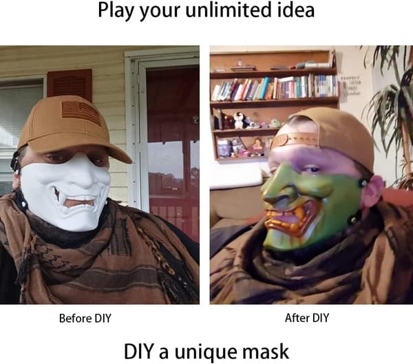En svart Airsoft halvmaske, Evil Demon Monster Kabu