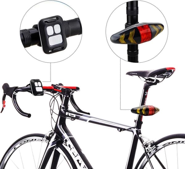Cykelbaklykta LED med Blinkers, Trådlös Fjärrkontroll