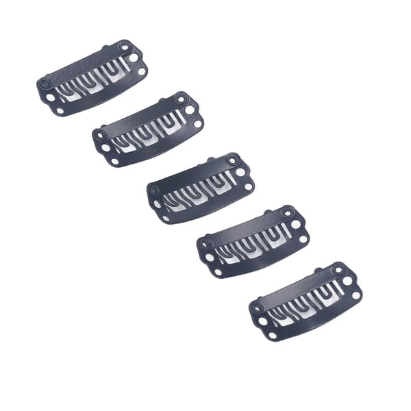 100 stk U-formede Parykclips 2,3 cm, 6 Kamtænder, Rustfrit Stål, Sort, Paryktilbehør, Hurtige Kamclips til Hårforlængelse
