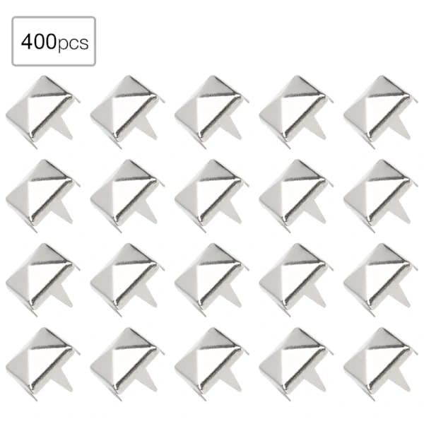 400 set 4MM-7MM DIY Leather Craft Rivets Square Rivets Bags Shoes Belt Accessories Silver 6mm