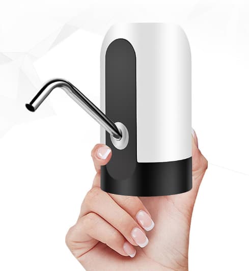 Vit automatisk vattenpump för vattenflaska, USB-laddning, automatisk vattenknapp