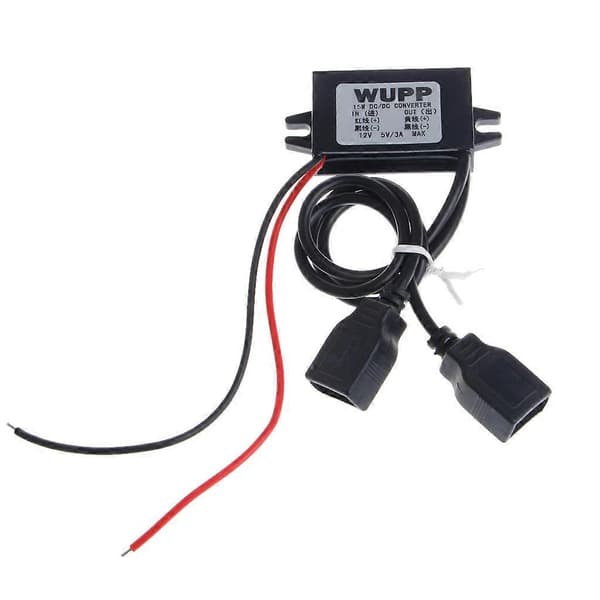DC/DC-omformer 12V til 5V Strømadapter 3A 15W USB Bilkobling Lademodul