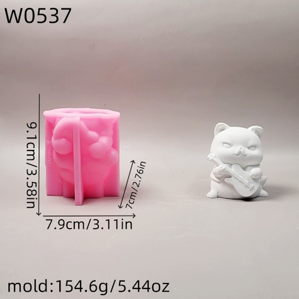 Djurljusformar Handgjorda Epoxihartsformar 3D Gitarrkatter Silikonform