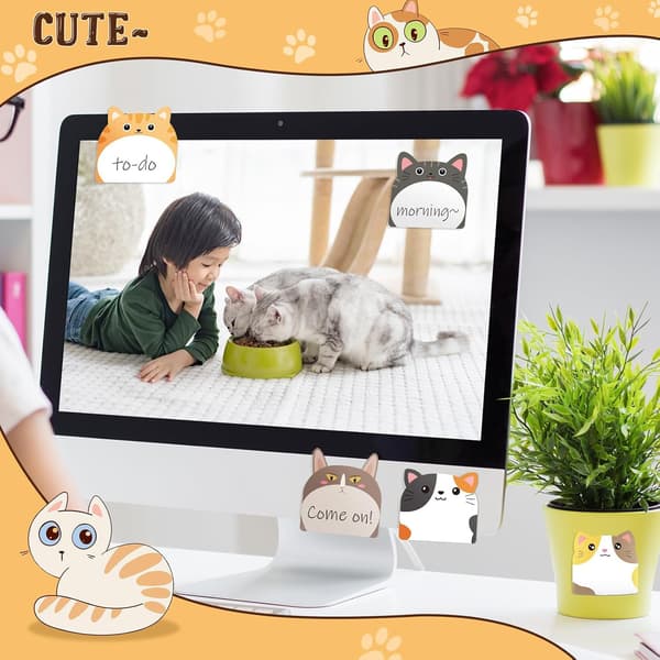 24-delt Kawaii Post-it-sæt - Søde dyreformer - 720 ark - Skoleartikler - Kat