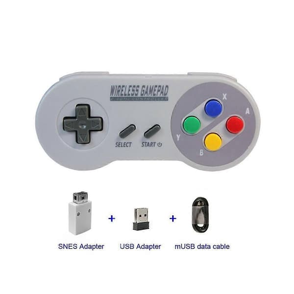 Trådløs 2.4G Spilcontroller Gamepad Joypad Joystick Kompatibel til SNES Mini PC Windows NS Switch Farverig Knap