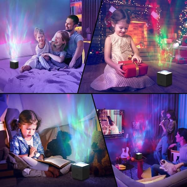 Hvid projektor saltlampe natlampe 2 i 1